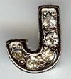 1 9mm Silver Slider with Rhinestones - Letter "J"